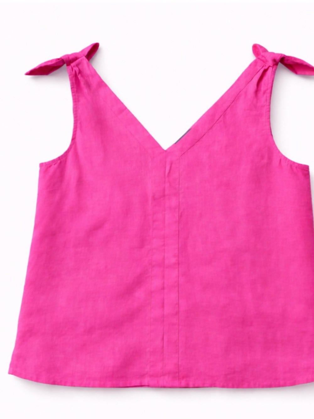 J. Crew Hot Pink V-Neck Linen Tank